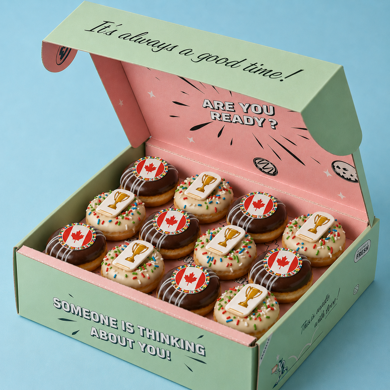 WM 2026 Mini-Donut-Geschenkbox – Wunschland wählen