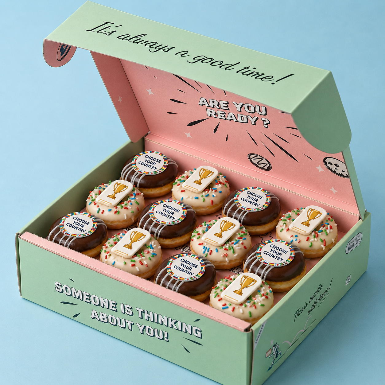 WM 2026 Mini-Donut-Geschenkbox – Wunschland wählen