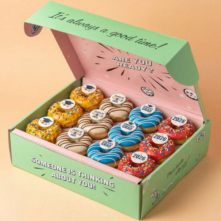 Graduation vegan mini donut Geschenkbox