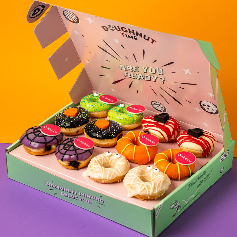 "Corporate Halloween" mini doughnut gift box with logo