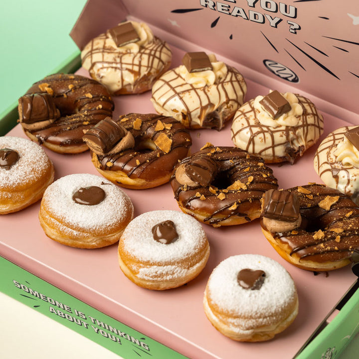 Caja de fiesta de mini-donuts XL - 60 mini-donuts
