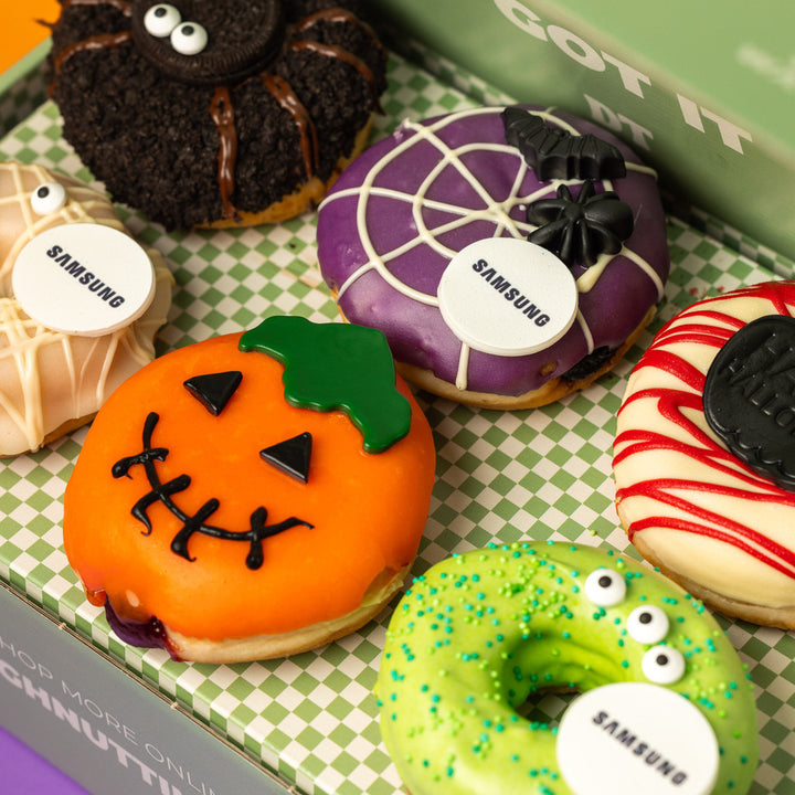 "Corporate Halloween" doughnut gift box with logo (VG)