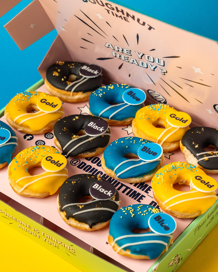 Custom Brandbox - 24 Mini-Donuts mit Logo und Firmenfarben (VG)