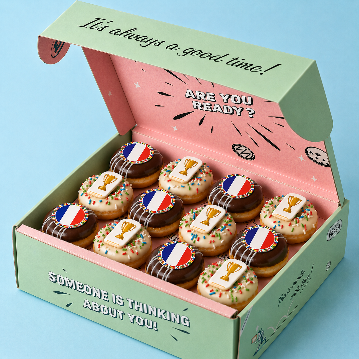 WM 2026 Mini-Donut-Geschenkbox – Wunschland wählen