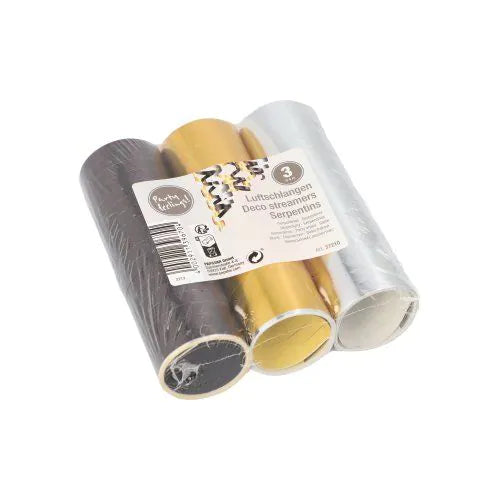 Streamers - black/gold/silver metallic