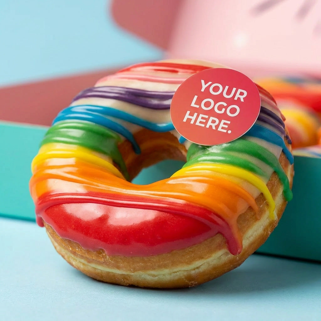 "Chocolate Pride" corporate vegan mini doughnut gift box with logo
