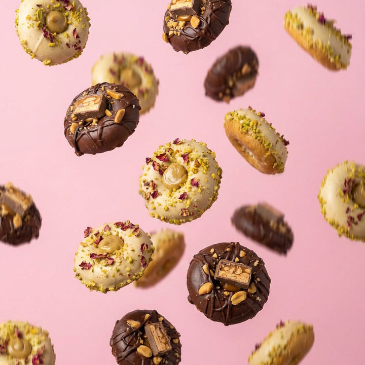 "Baked Chocolate-Pistachio" glutenfreundliche Mini-Kuchen-Donut Geschenkbox (12 Stück)