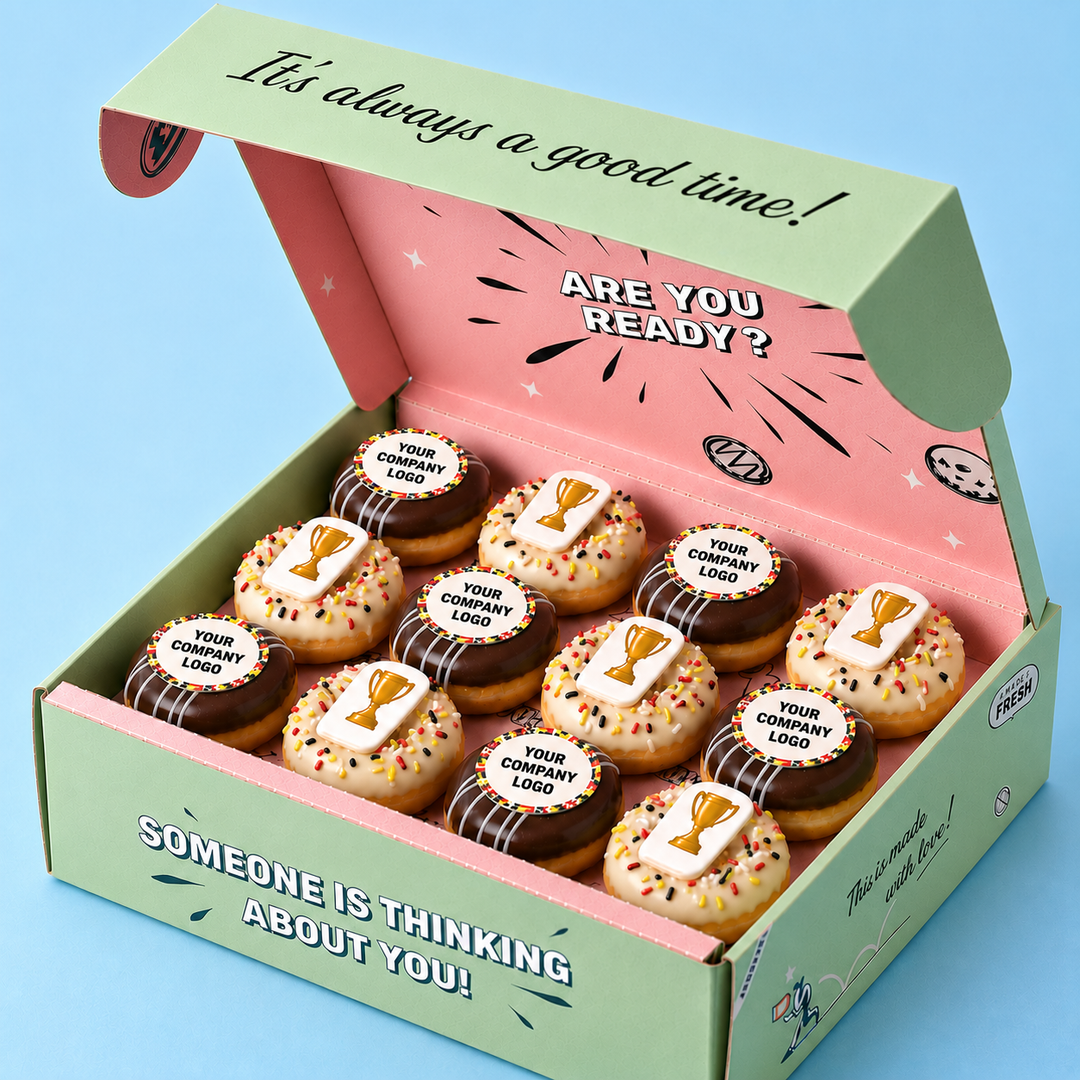 Football 26 corporate mini doughnut gift box with logo