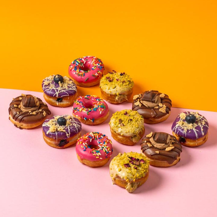 Caja de fiesta de mini-donuts XL - 60 mini-donuts