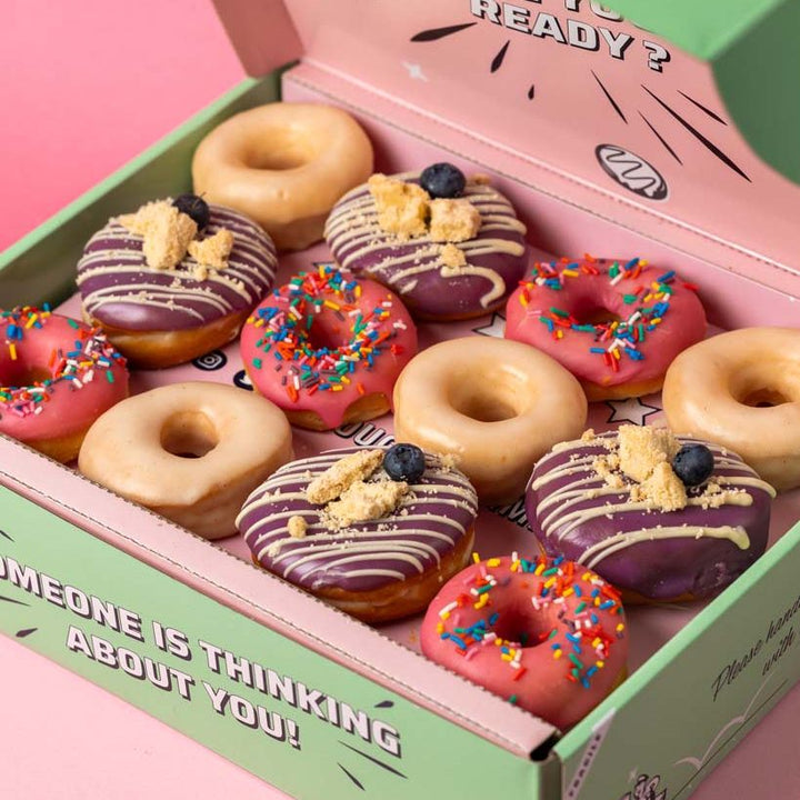Caja de fiesta vegana mini donut XL - 60 mini donuts