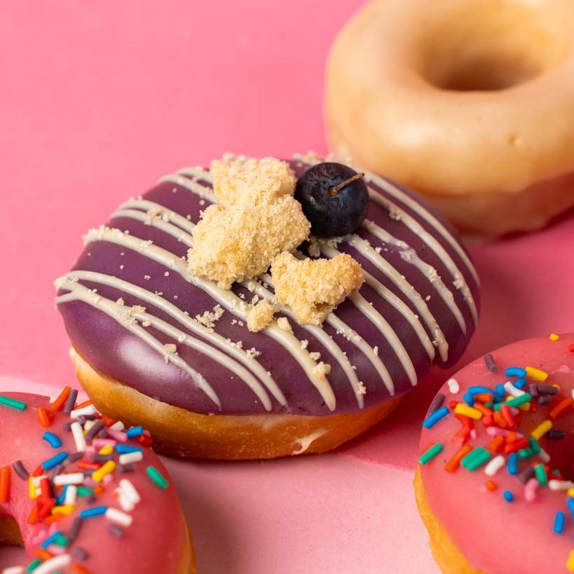 Caja de regalo para mini donuts "Fiesta rosa" (vegana)