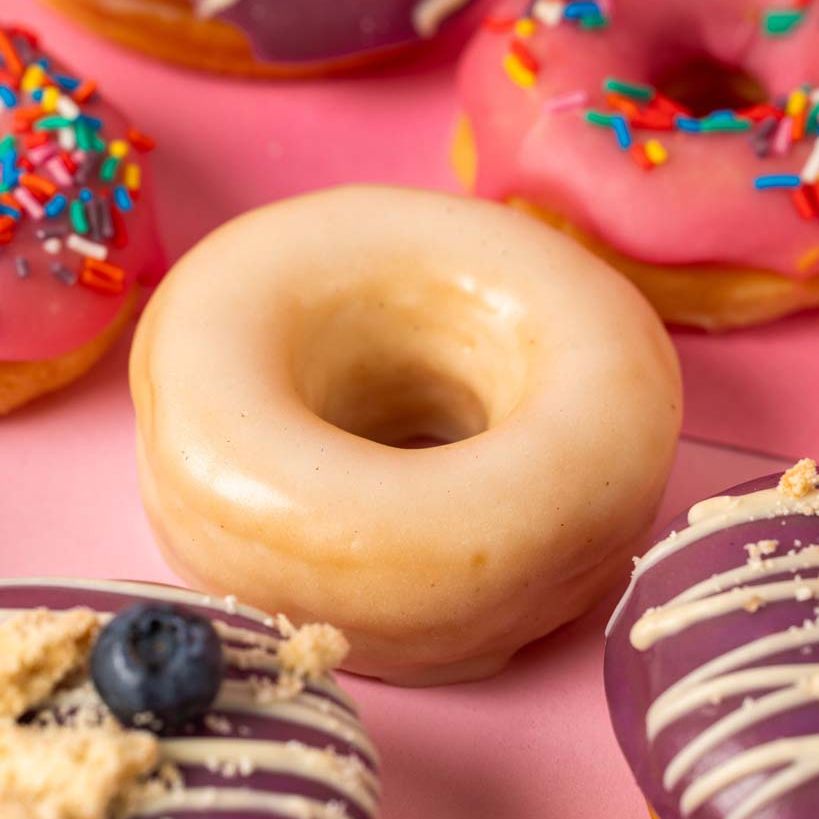 Caja de regalo para mini donuts "Fiesta rosa" (vegana)