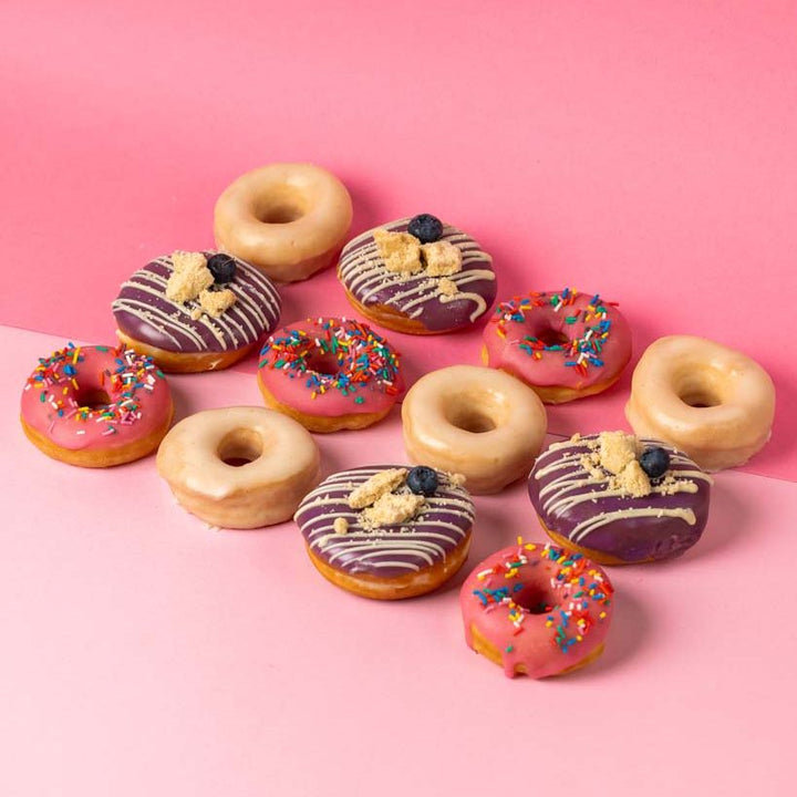 Caja de fiesta vegana mini donut XL - 60 mini donuts