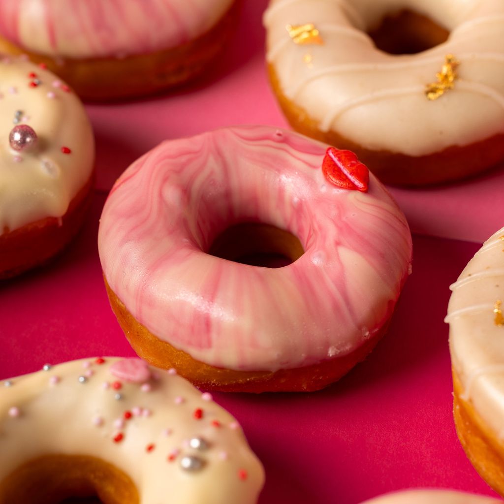 Caja de regalo de mini-donut "Pink Party" (vegano)